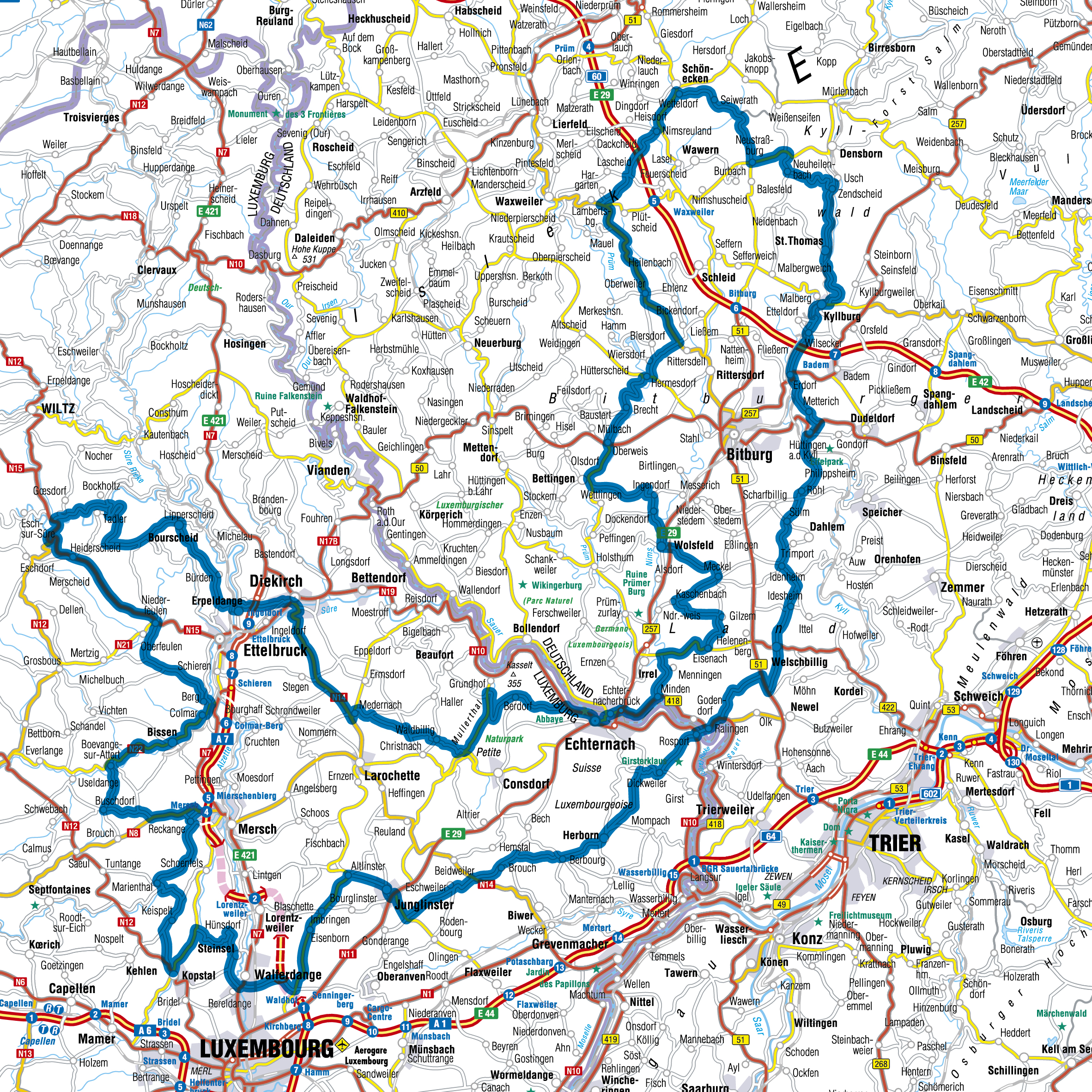 Karte Eifel Hunsrück Mosel Tour07