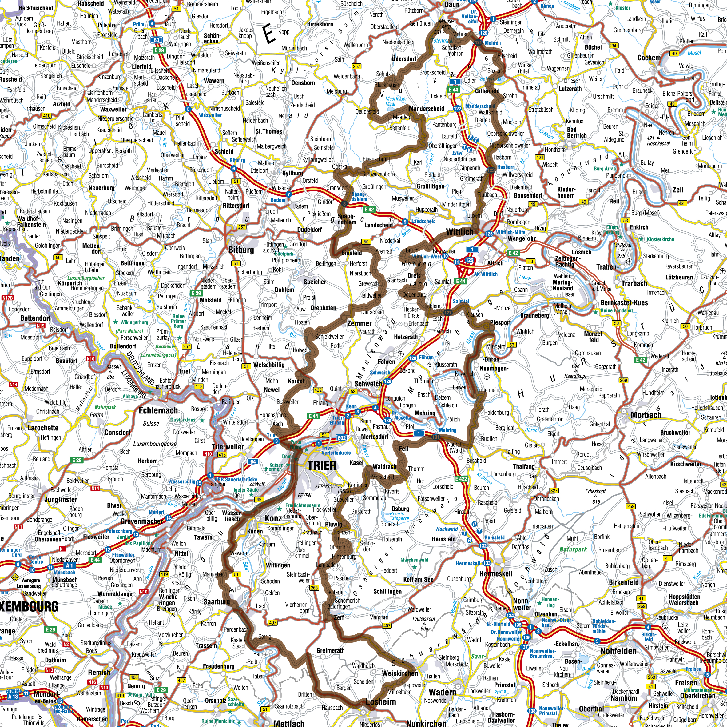 Karte Eifel Hunsrück Mosel Tour08