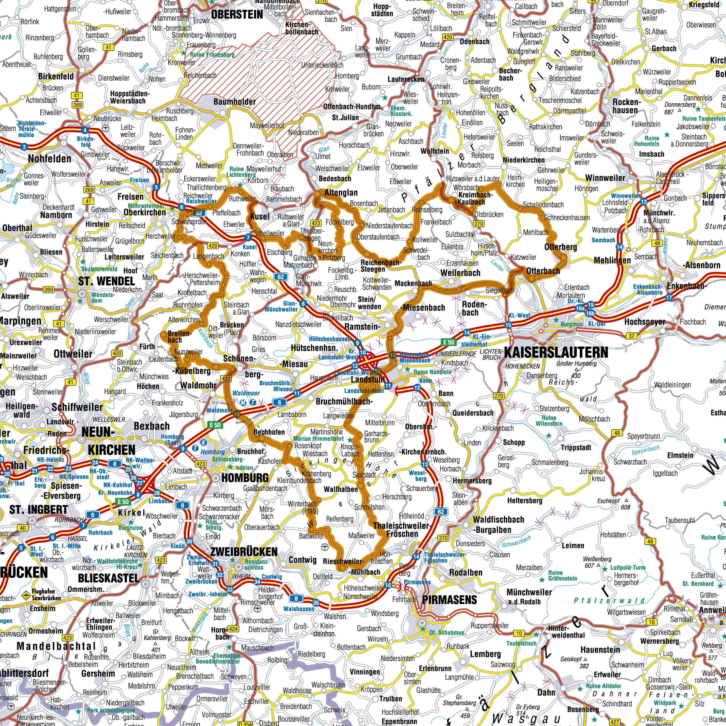 Karte Eifel Hunsrück Mosel Tour17